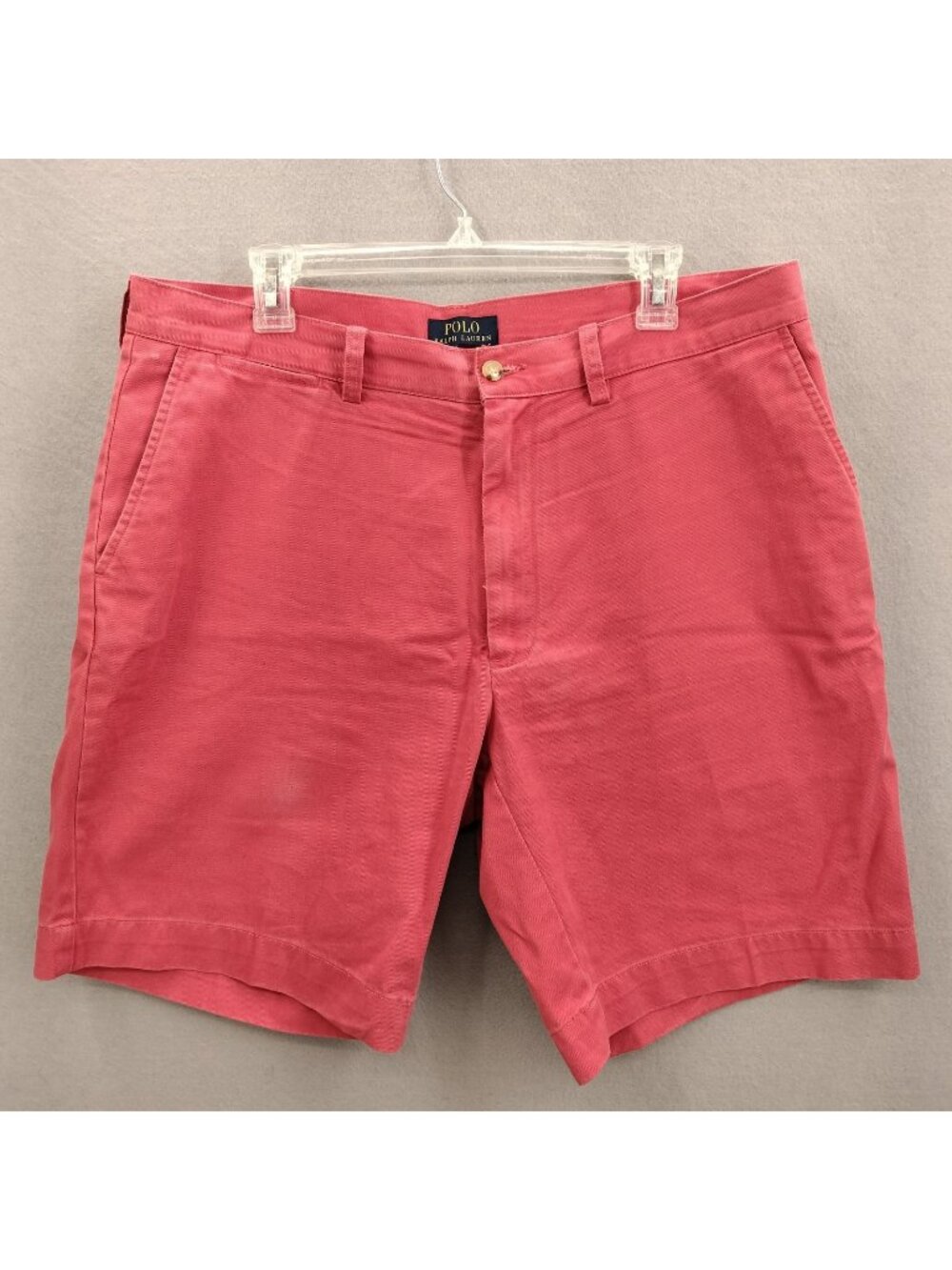 Polo Ralph Lauren Men 36 Shorts Red Chino Flat Front Classic Pony Summer Yacht